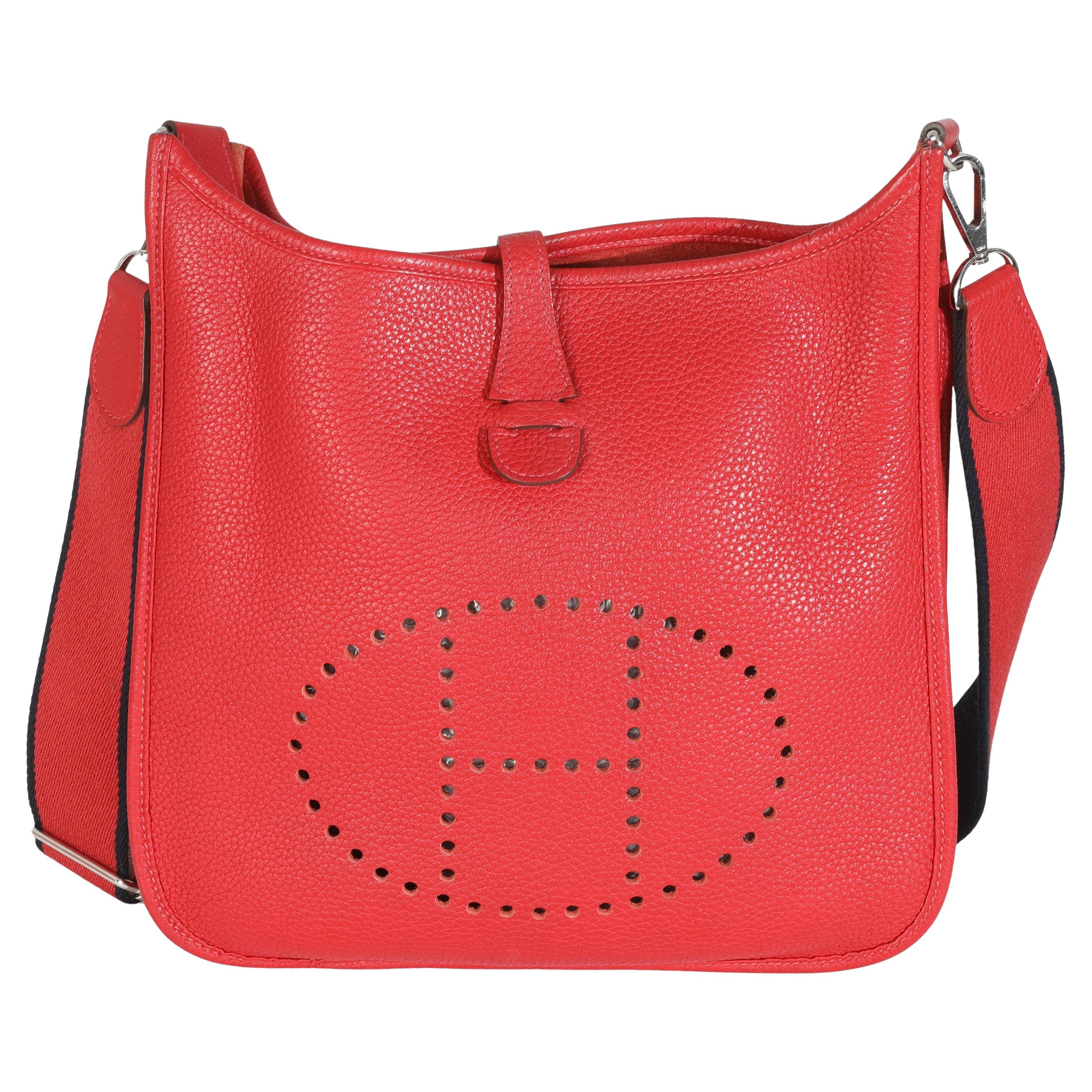 Hermès Rouge Casaque Clemence Evelyne PM PHW en vente