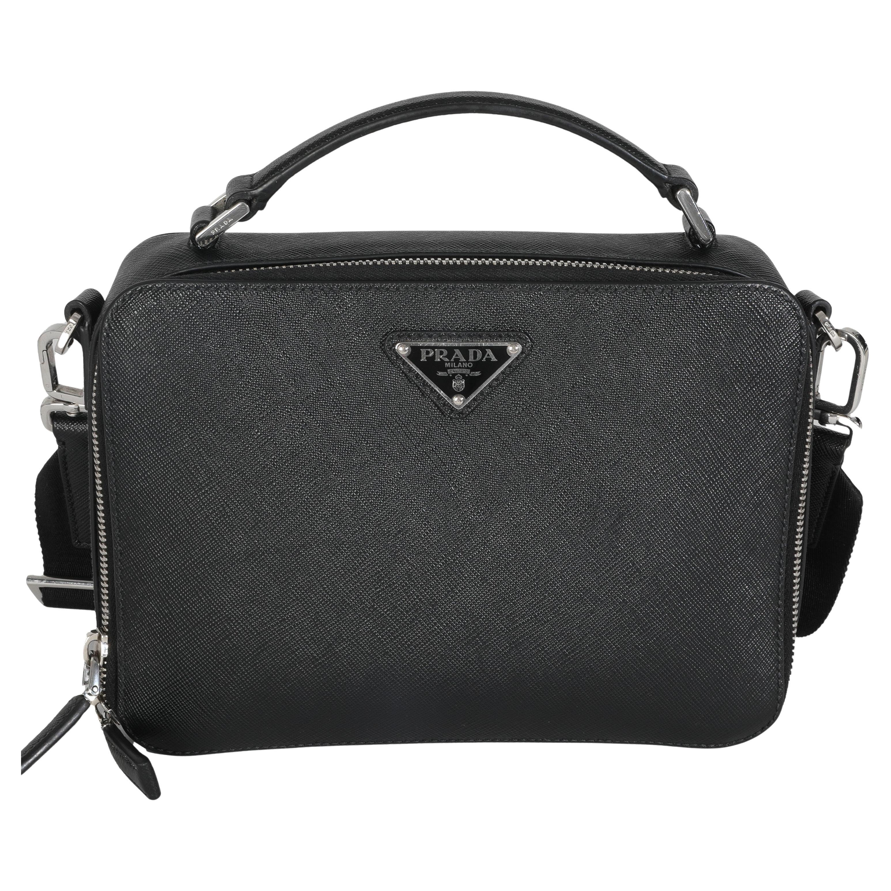 Prada Borsa a tracolla media in saffiano nero Brique