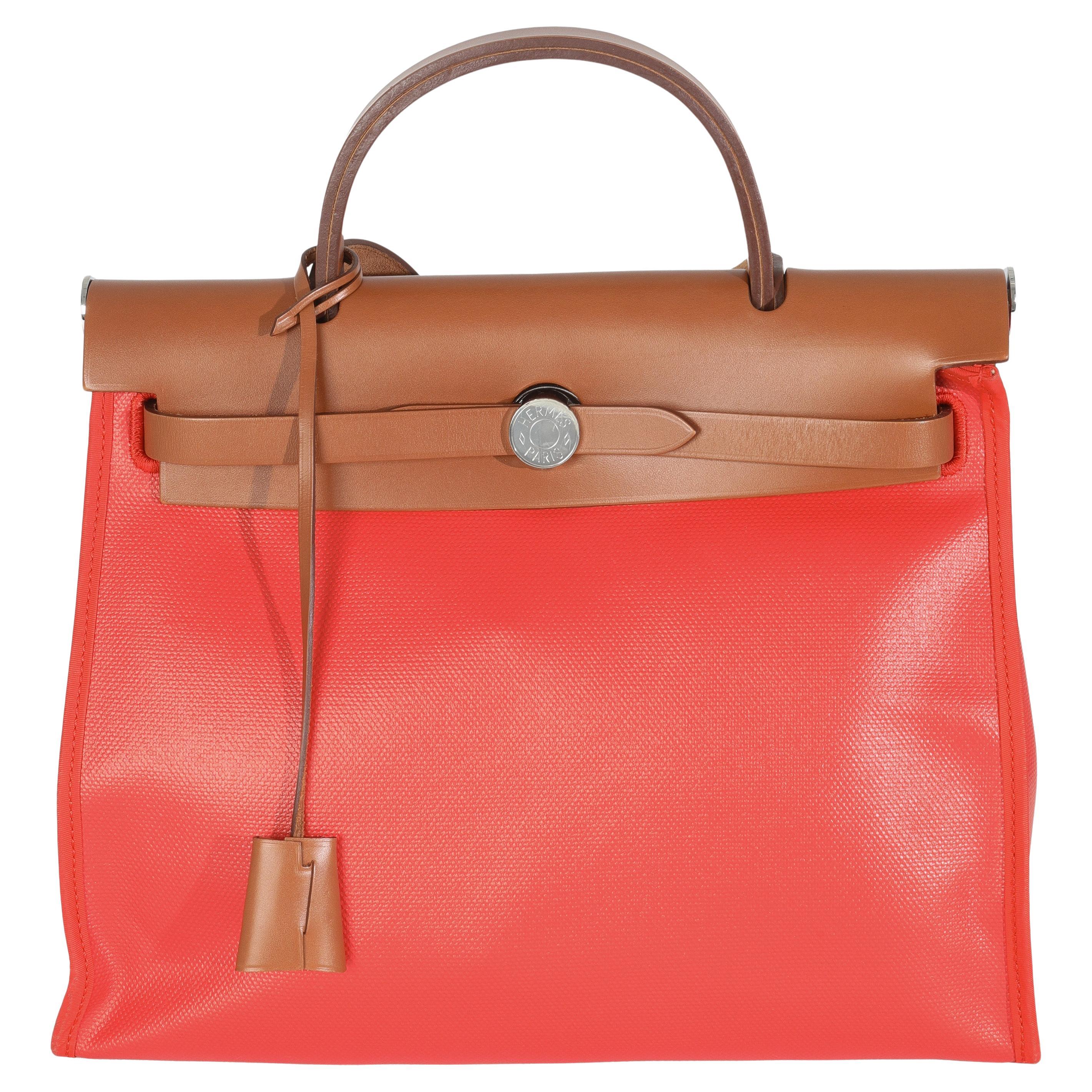 Hermès Capucine Fauve Toile H Berline Vache Hunter Herbag Zip 31 PM PHW