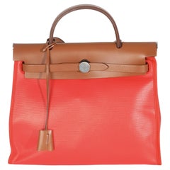Hermès Capucine Fauve Toile H Berline Vache Hunter Herbag Zip 31 PM PHW