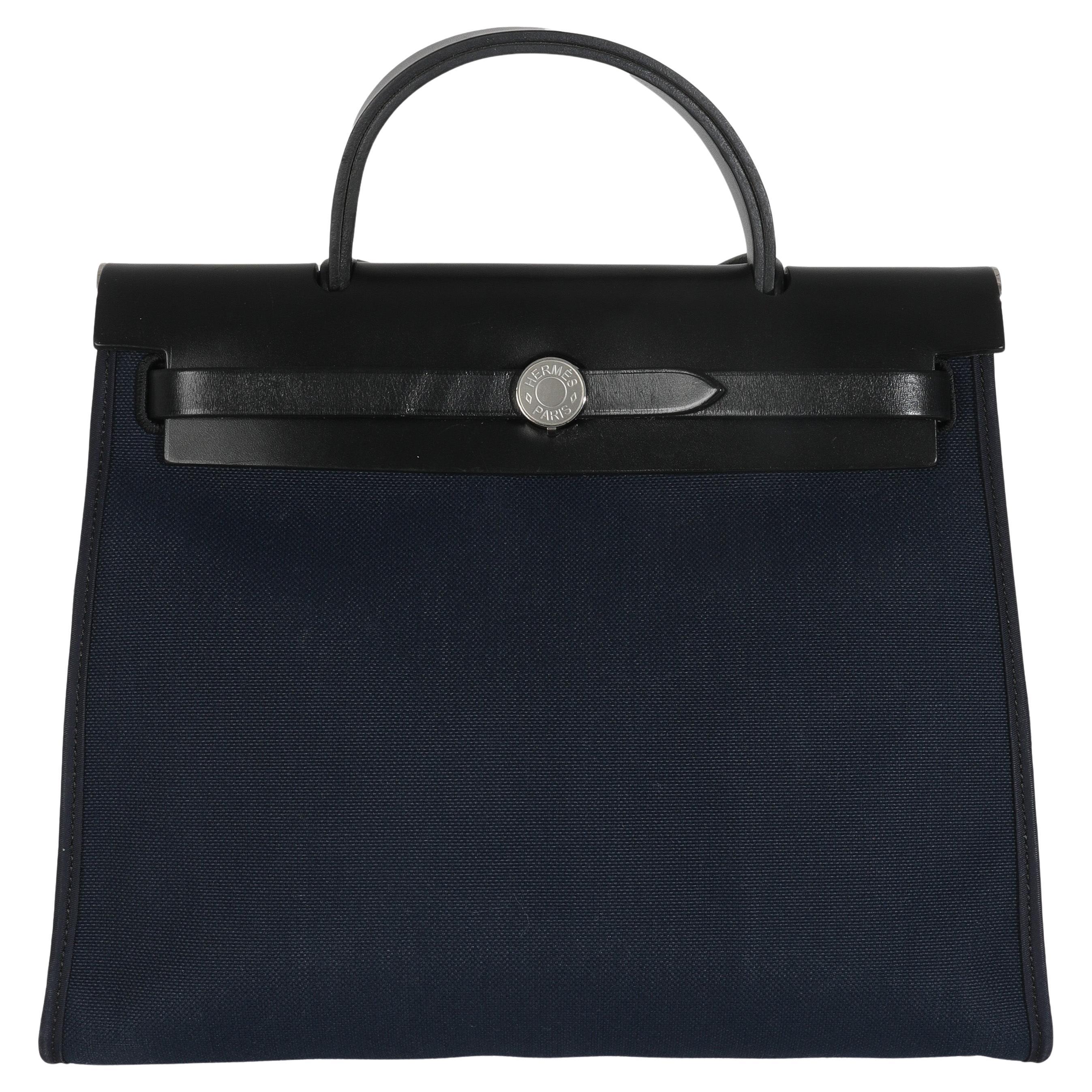 Hermès Bleu Marine Bleu Saphire Military Toile Vache Hunter Herbag Zip 31 PM PHW