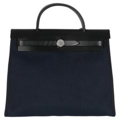 Hermès Bleu Marine Bleu Saphir Military Toile Vache Hunter Herbag Zip 31 PM PHW