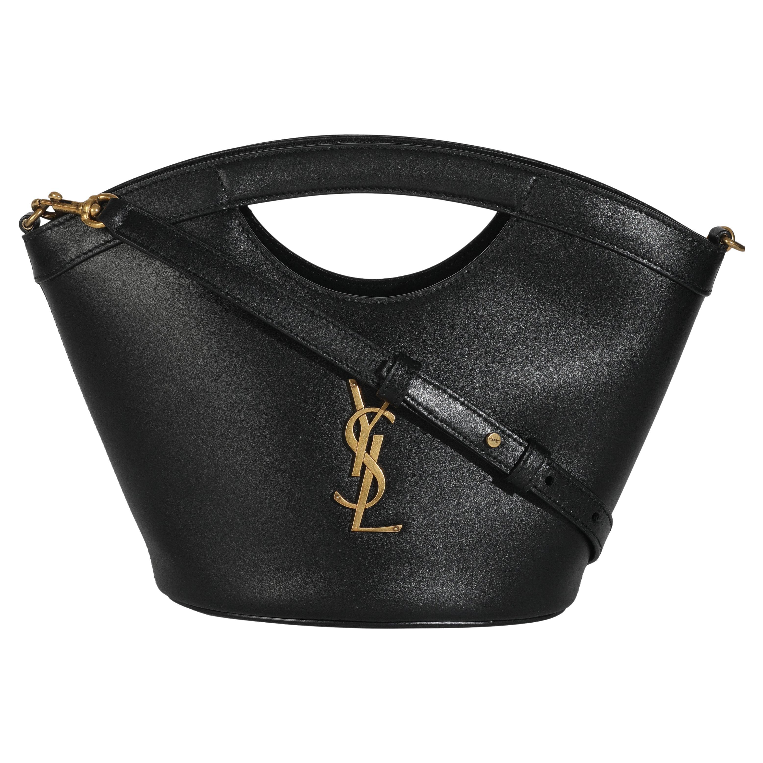 Saint Laurent Schwarzes Glattleder Mini Celia Tote