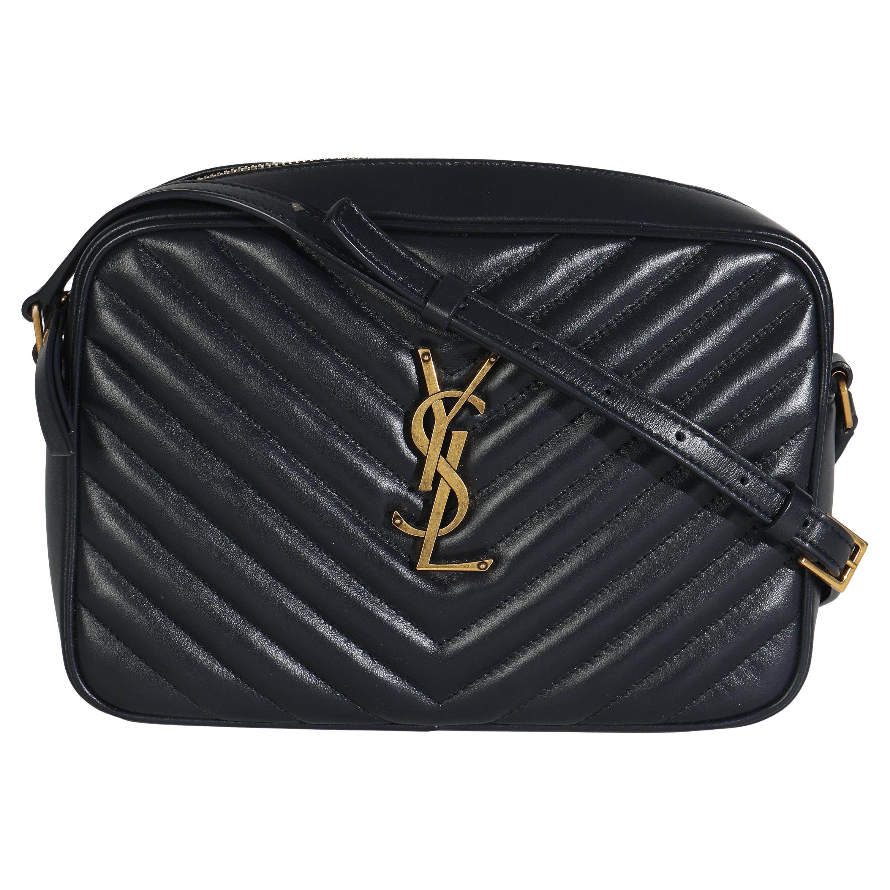 Saint Laurent - Sac à main en cuir de vachette Matelasse Monogram Lou - Marine