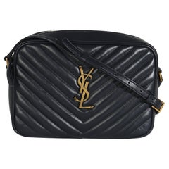 Saint Laurent Navy Calfskin Matelasse Monogram Lou Camera Bag