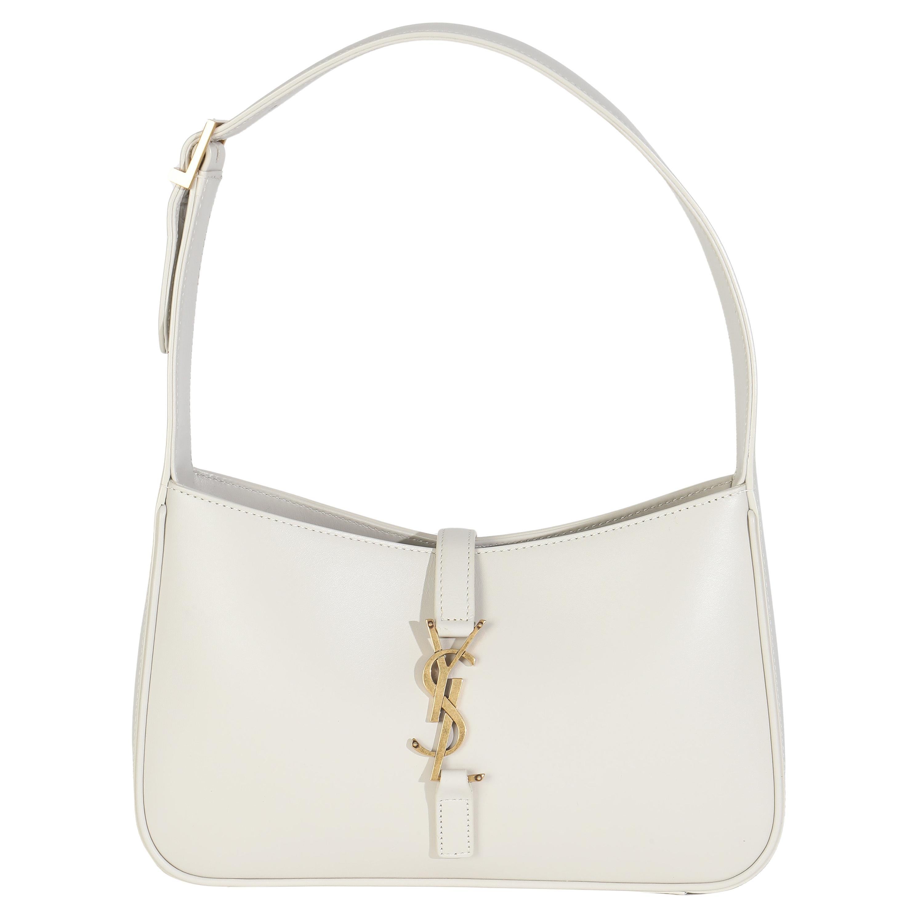 Saint Laurent Blanc Vintage in pelle di vitello liscia Medium Le 5 A 7 Hobo