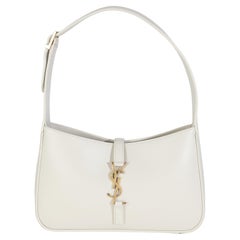 Saint Laurent Blanc Vintage in pelle di vitello liscia Medium Le 5 A 7 Hobo