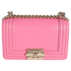 Borsa piccola Chanel in pelle d
agnello lucertola rosa