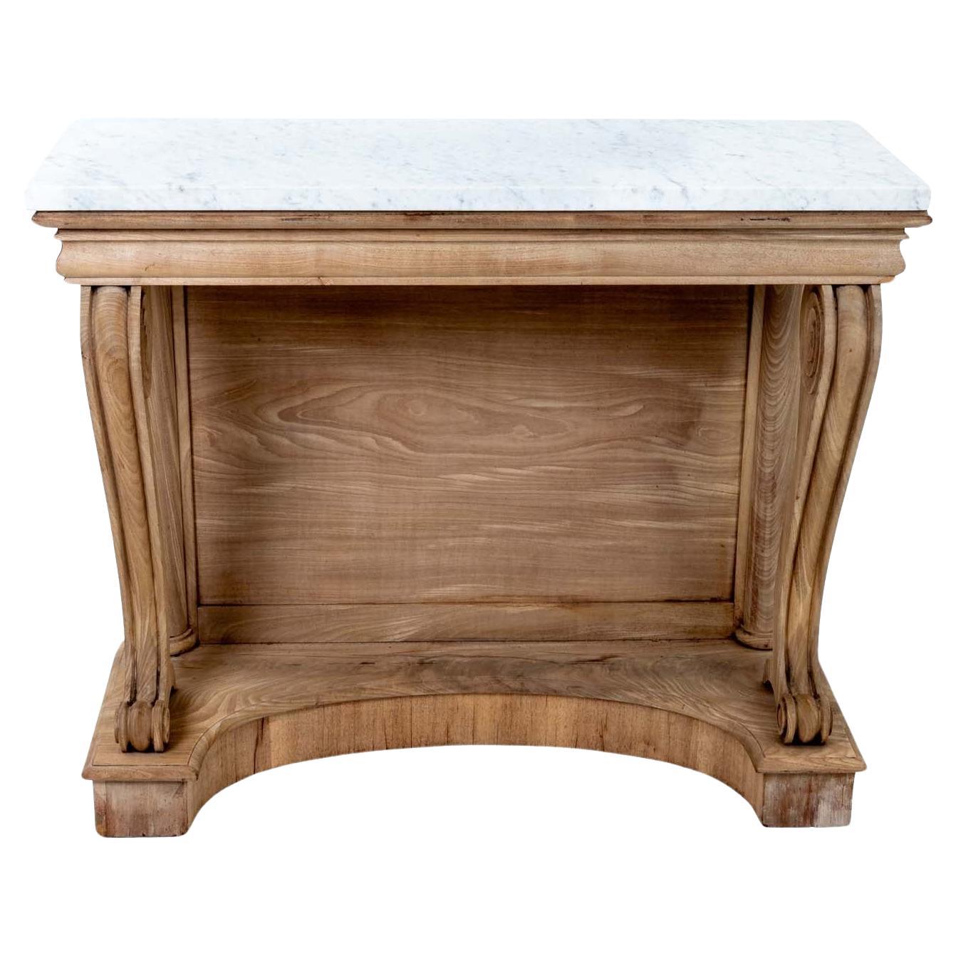 Antique Regency Style Bleached Mahogany Marble Top Console
