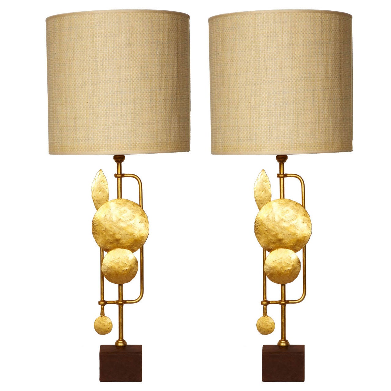 Pair Of Brutalist Table Lamps