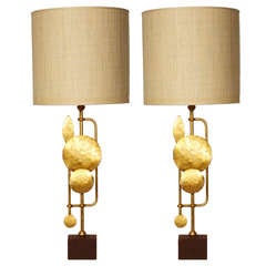 Pair Of Brutalist Table Lamps