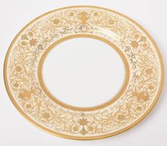 12 Antique English for Tiffany, Gilt Encrusted Plates by Coalport