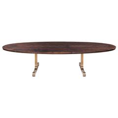 "Vienna" Oval Dining Table in Smoked Walnut and Cast Bronze by Studio Roeper 7
