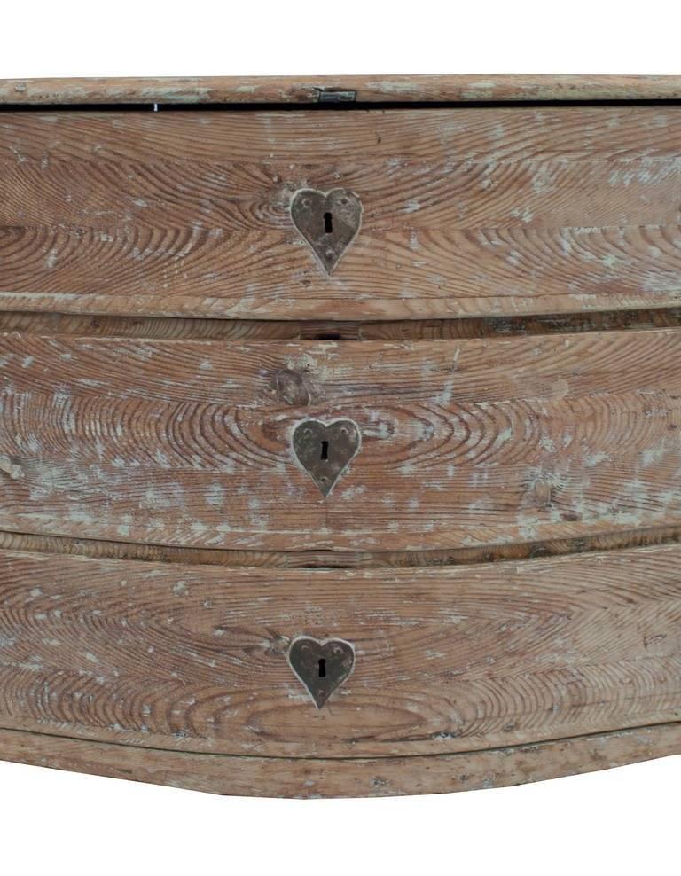 French Stripped Pine Three-Drawer Commode