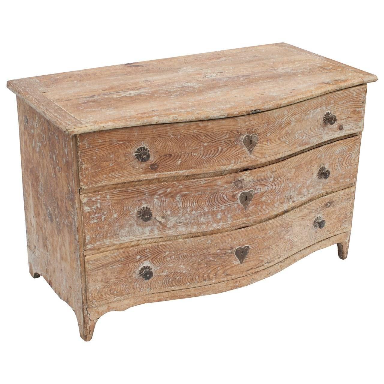 Stripped Pine Three-Drawer Commode