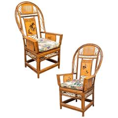 Pair of Bamboo Fan Back Chairs
