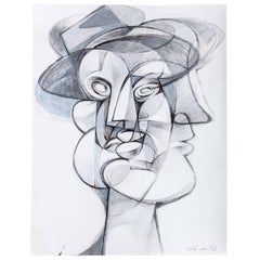 "La francesa y el caballero" Cubist Painting by Alfonso Munoz