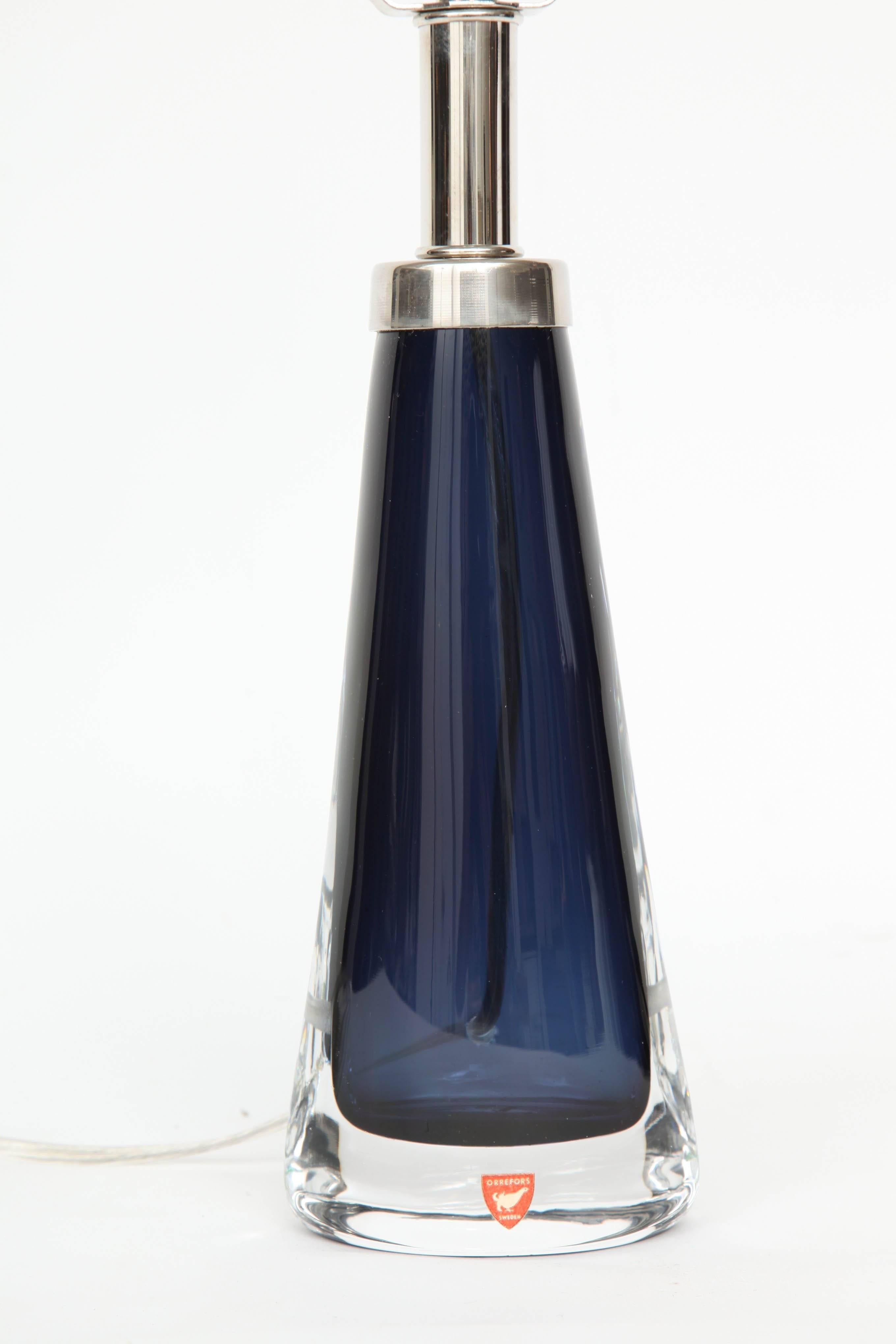 Crystal Nils Landberg/Orrefors Dark Sapphire Blue Lamps