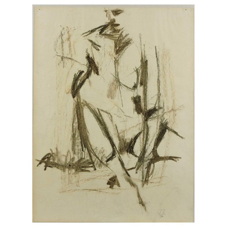 Jack Tworkov Jack Tworkov Abstract Expressionist Charcoal Drawing of