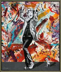 Playing with Jagger, Mixed media on canvas 45x38