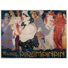 Spectacular Italian Theatre Poster by Metlicovitz, 1907, Six Sheets