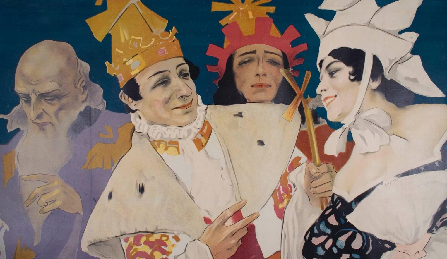 Spectacular Italian Theatre Poster by Metlicovitz, 1907, Six Sheets For Sale 2