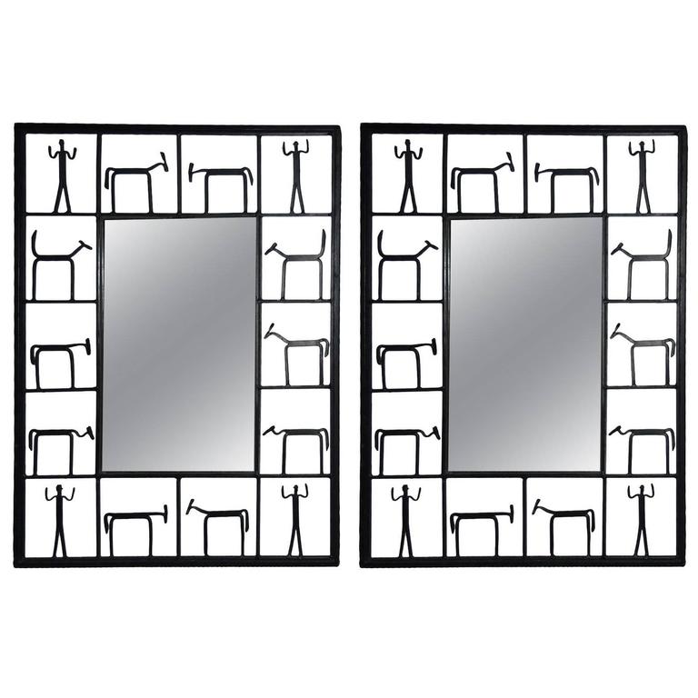 Pair of Wall Mirrors by Frederick Weinberg, circa 1950 Made in USA For