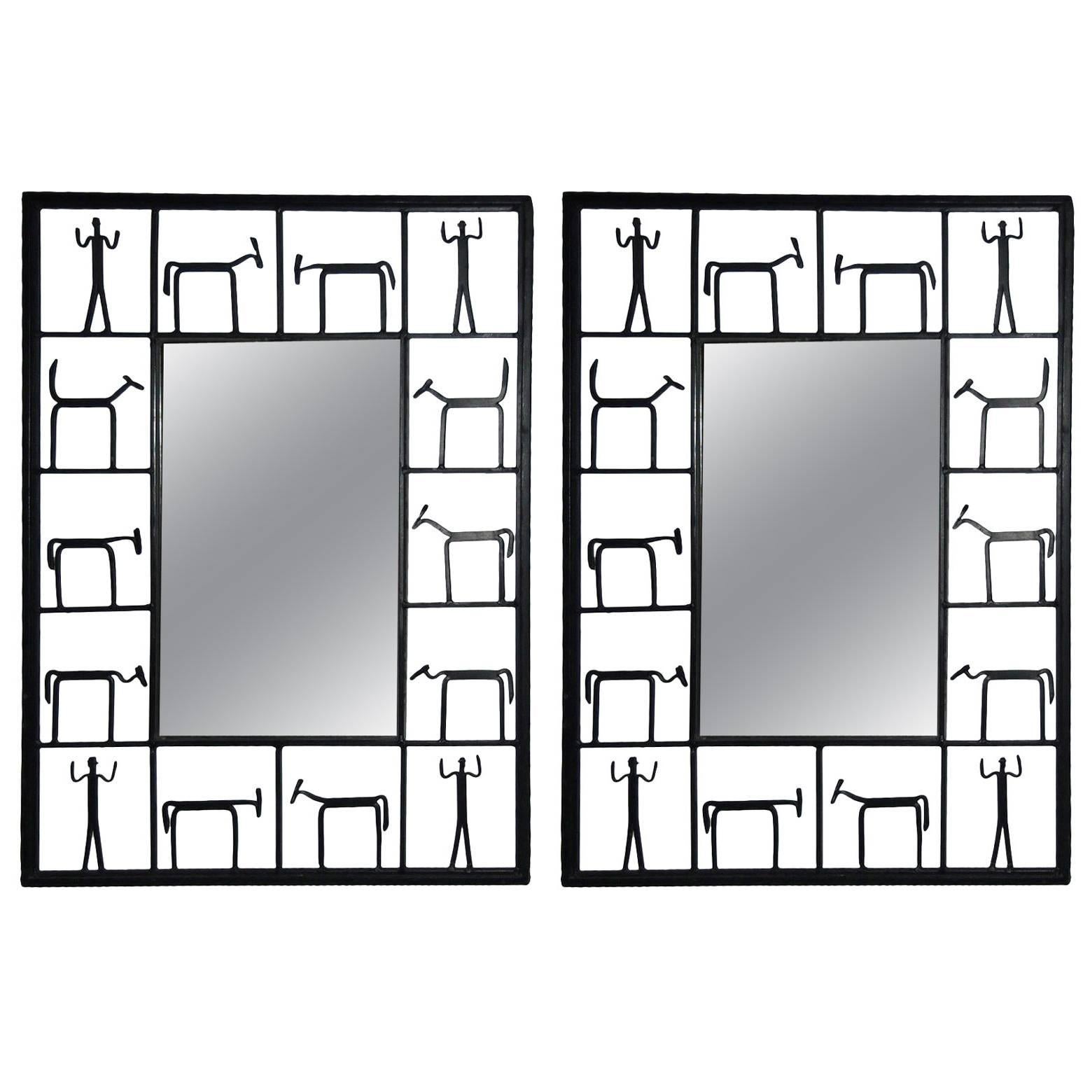 Pair of Wall Mirrors by Frederick Weinberg, circa 1950 Made in USA For Sale