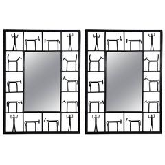 Pair of Wall Mirrors by Frederick Weinberg, circa 1950 Made in USA