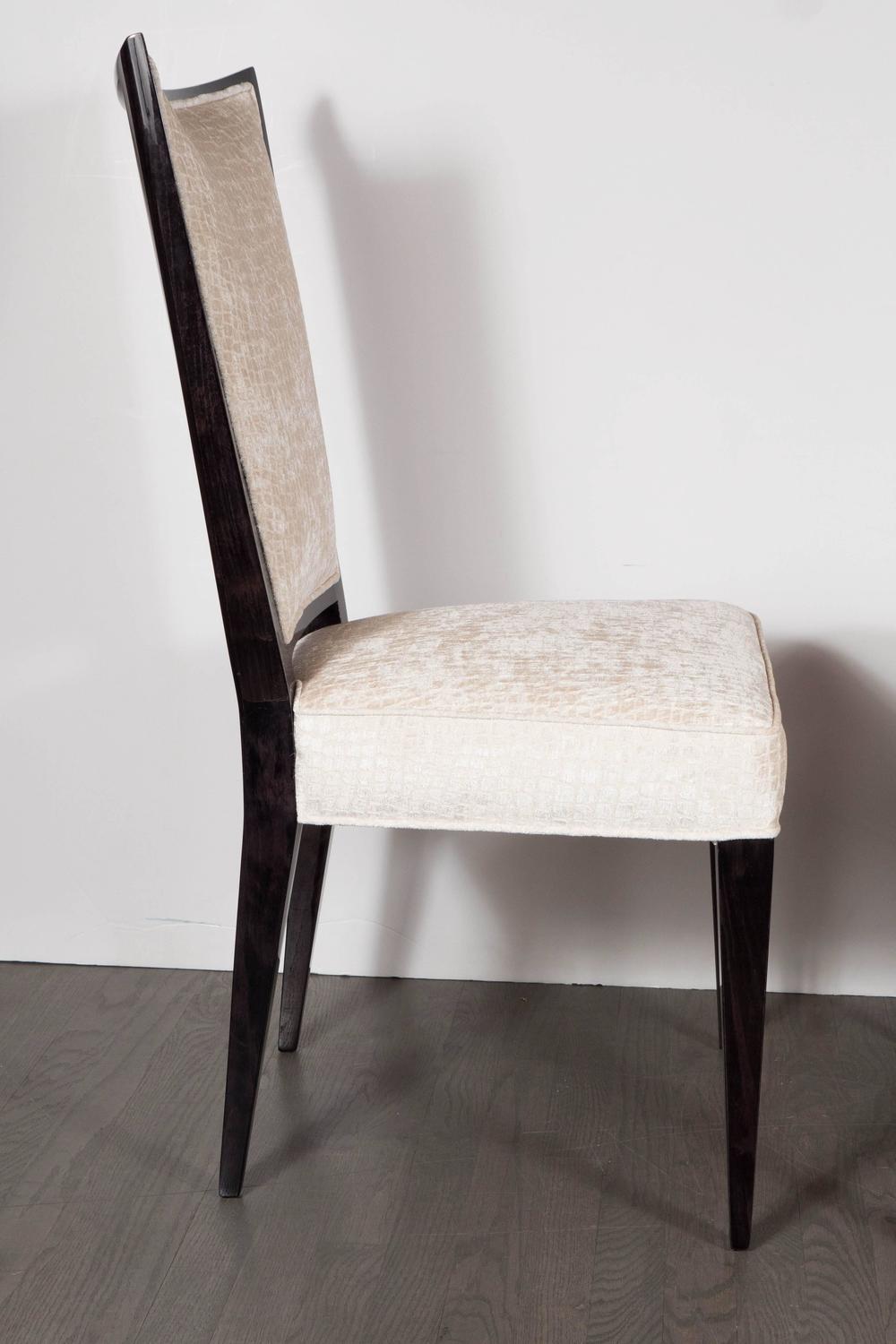 Elegant MidCentury Modernist Side or Desk Chair in Velvet and Ebonized