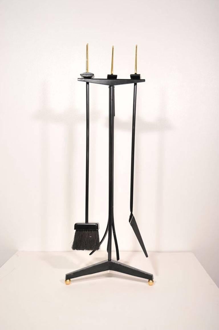 Donald Deskey Three-Piece Fireplace Tool Set In Excellent Condition In New York, NY