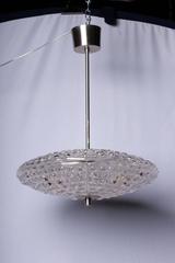 Carl Fagerlund Crystal Disc Chandelier, Satin Nickel, 1960s Modern