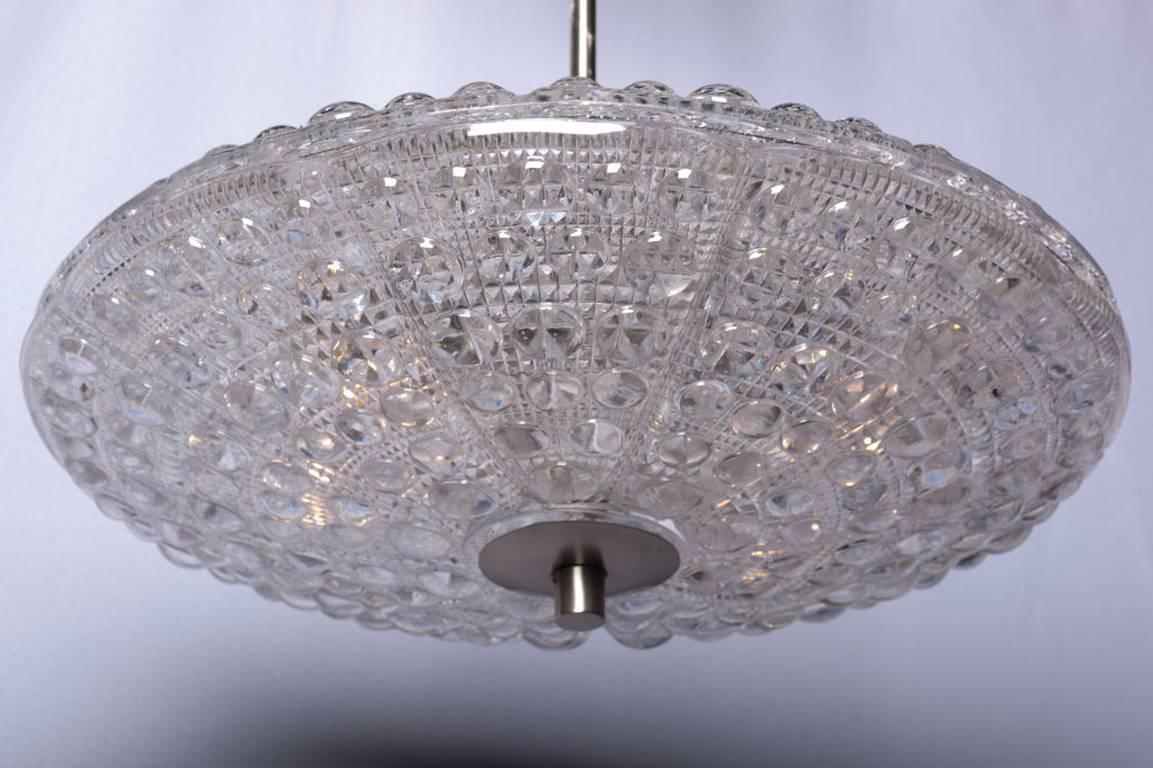 Swedish Carl Fagerlund Dual Crystal Disc Chandelier For Sale