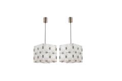 A Cube-Form Pendant Ceiling Fixture Featuring Etched Glass By Kalmar