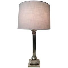 Elkington Silver Plate Column Table Lamp