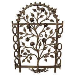 Antique Hand-Wrought Window Iron Gate from Italy, circa 1750