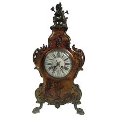 Antique Louis XIV Vernis Martin Mantel Clock, circa 1880