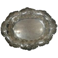 Antique Tiffany Sterling Silver Floral Embossed Platter, circa 1900