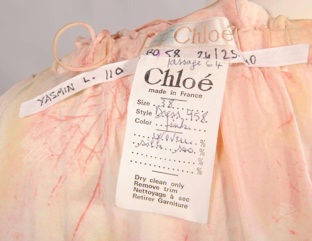 1970's Chloe Hand Painted Silk Halter Dress, Runway Worn 4