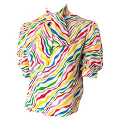 Vintage 70s Nina Ricci Rainbow Wave Star Blouse