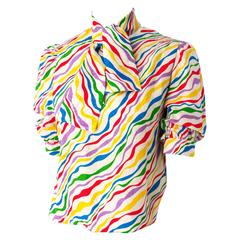 70s Nina Ricci Rainbow Wave Star Blouse 10