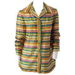 60s Plaid Sheer Button Up Top 6