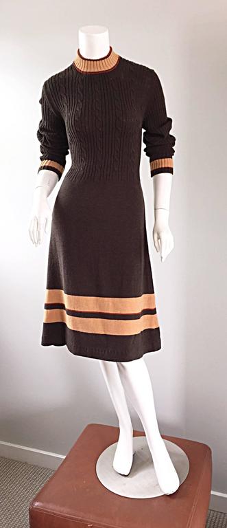 princess polly baby blue dress Chic 1960s 60s Judy Wayne Chocolate Brown Mod Vintage Sweater Dress