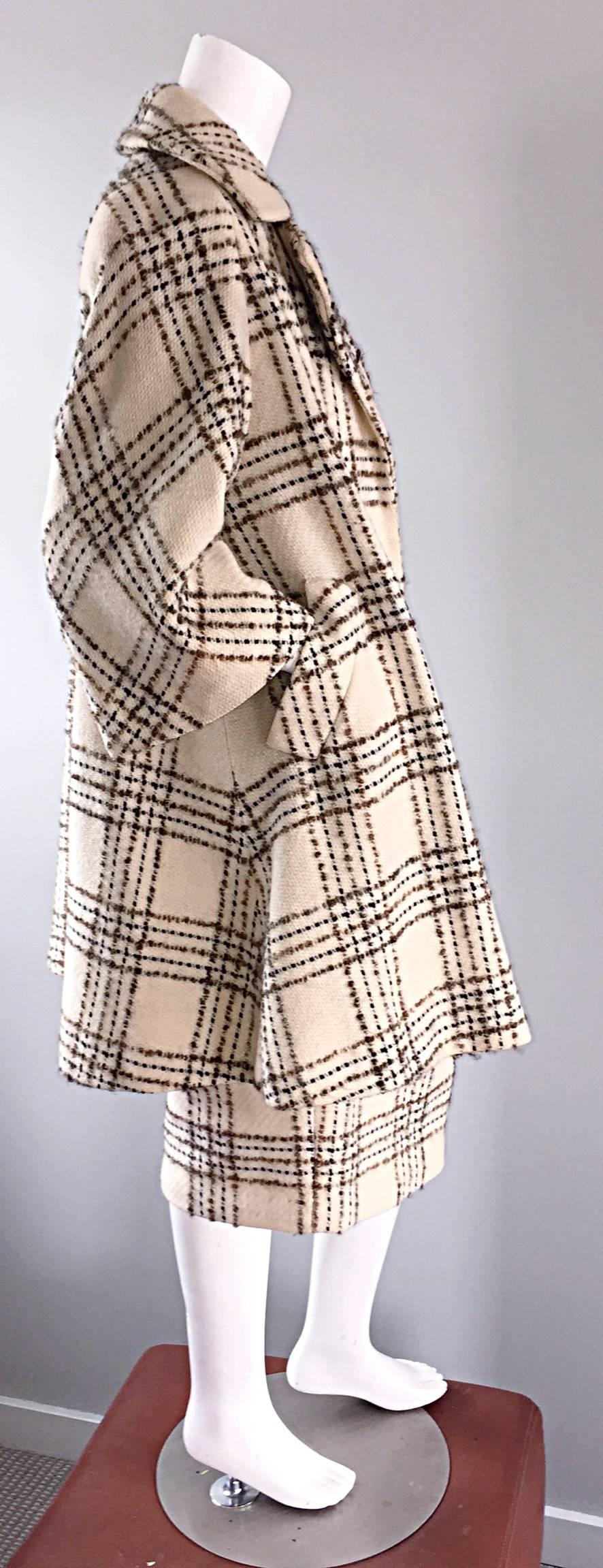 Vintage Lilli Ann 1960s 60s Swing Coat And Pencil Skirt Set In Oversized Plaid 2