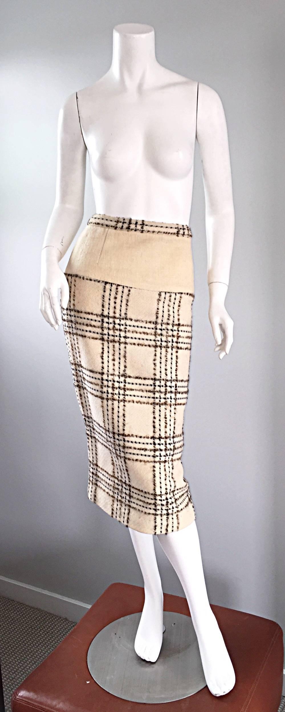 Women's Vintage Lilli Ann 1960s 60s Swing Coat And Pencil Skirt Set In Oversized Plaid