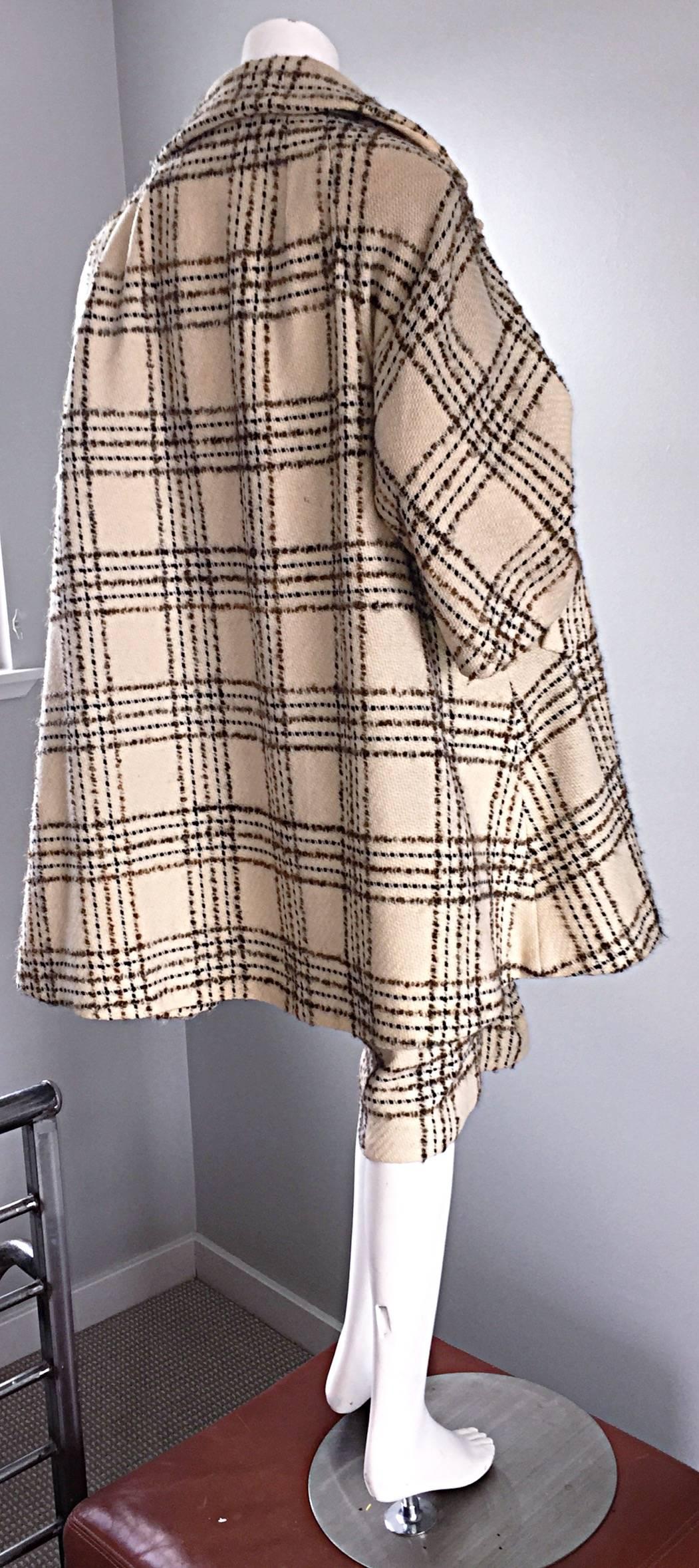 Vintage Lilli Ann 1960s 60s Swing Coat And Pencil Skirt Set In Oversized Plaid In Excellent Condition In San Diego, CA