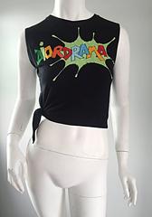 Rare Christian Dior " DiorDrama " Cartoon Print Black Vintage Tie Crop Top