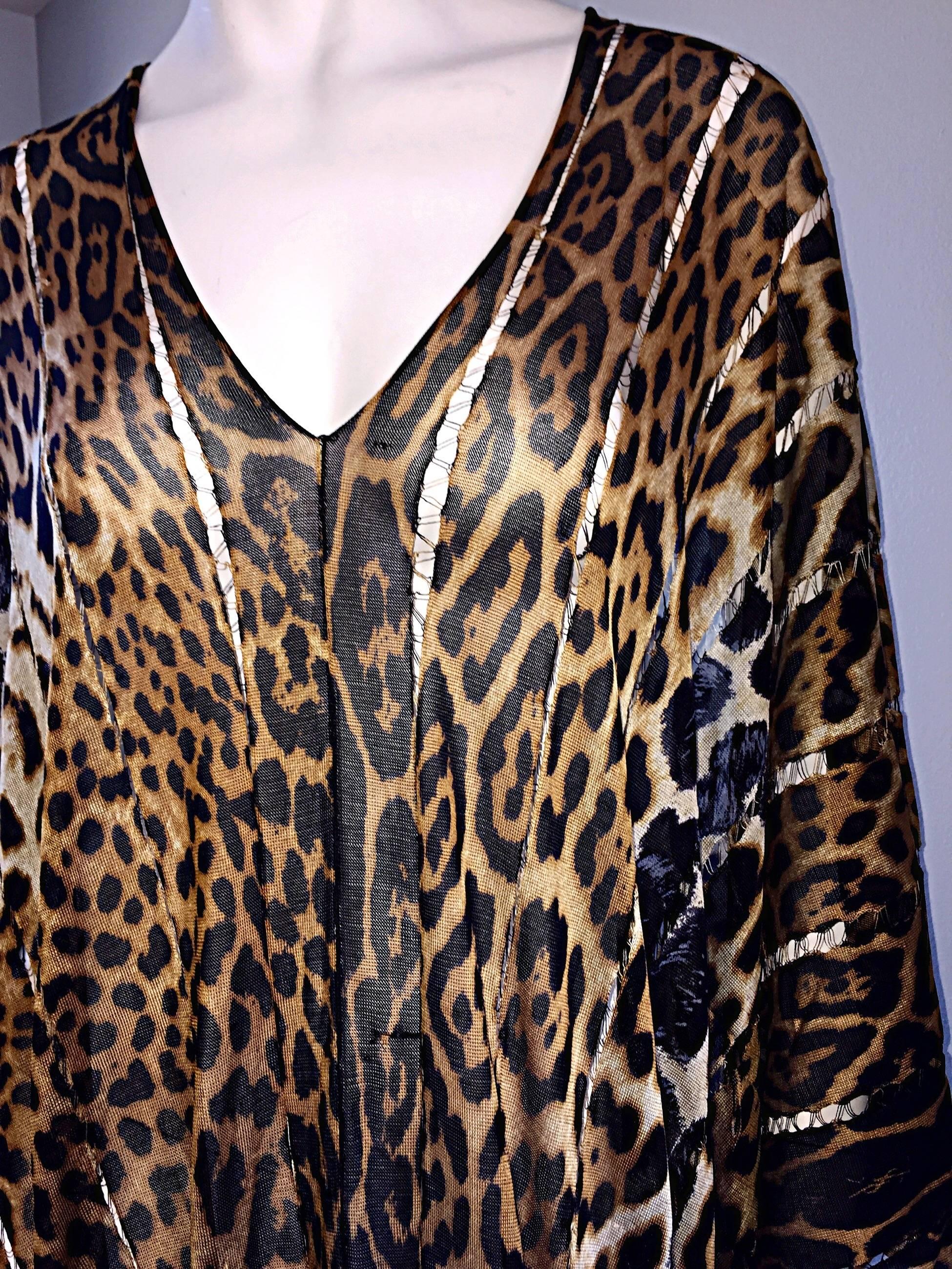 Rare Iconic Yves Saint Laurent Tom Ford Leopard Cheetah Silk Fringed Caftan YSL 2
