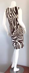 Chic Vintage Bill Blass FW92 Brown + Ivory Silk Zebra Safari Runway Dress