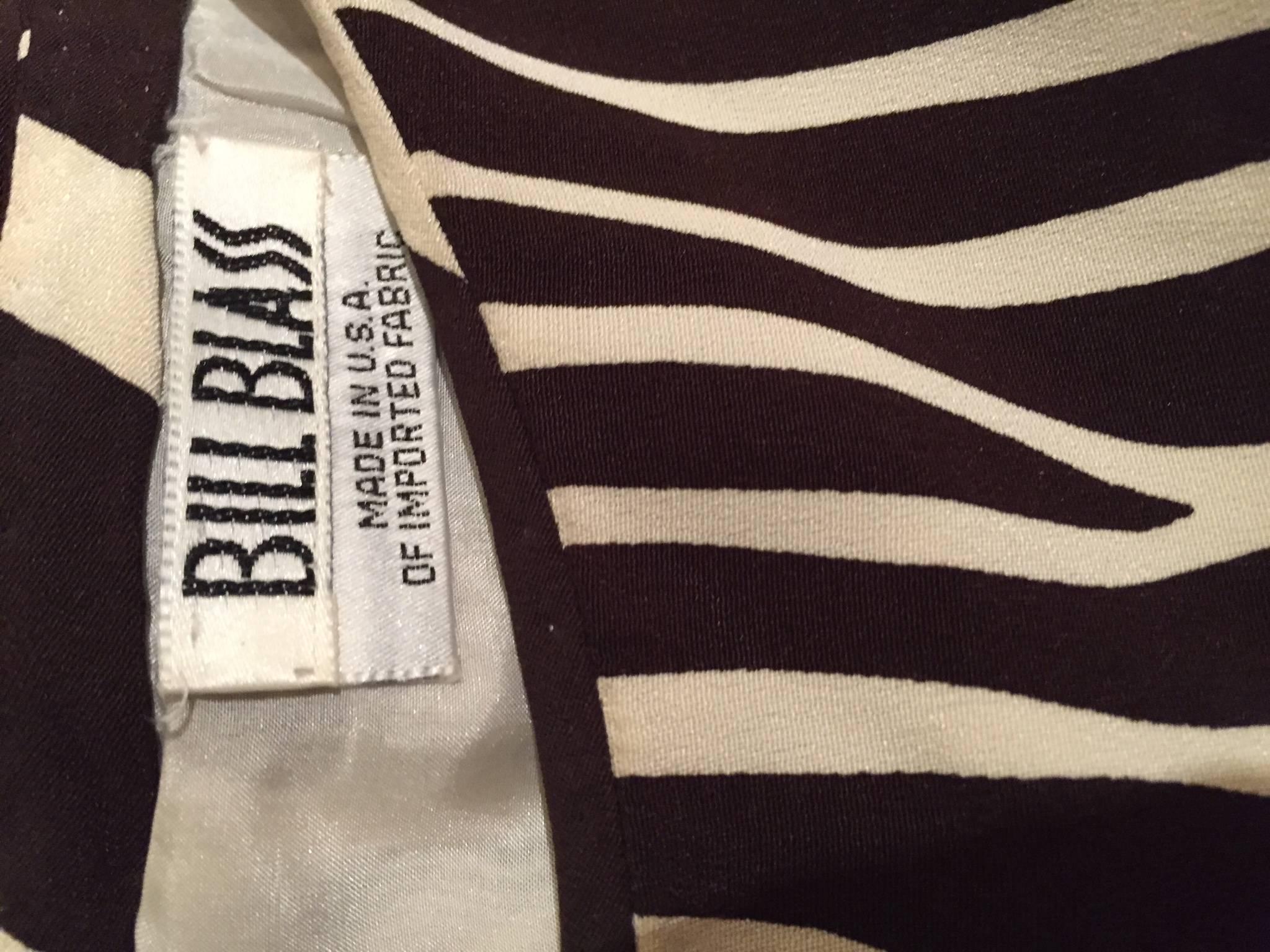 Chic Vintage Bill Blass FW92 Brown + Ivory Silk Zebra Safari Runway Dress 4